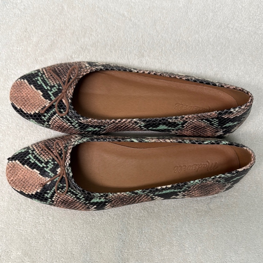 Madewell The Adele Snakeskin Ballet Flat Size 9.5 - Picture 2 of 11
